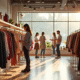 Boutique de mode moderne avec clients souriants