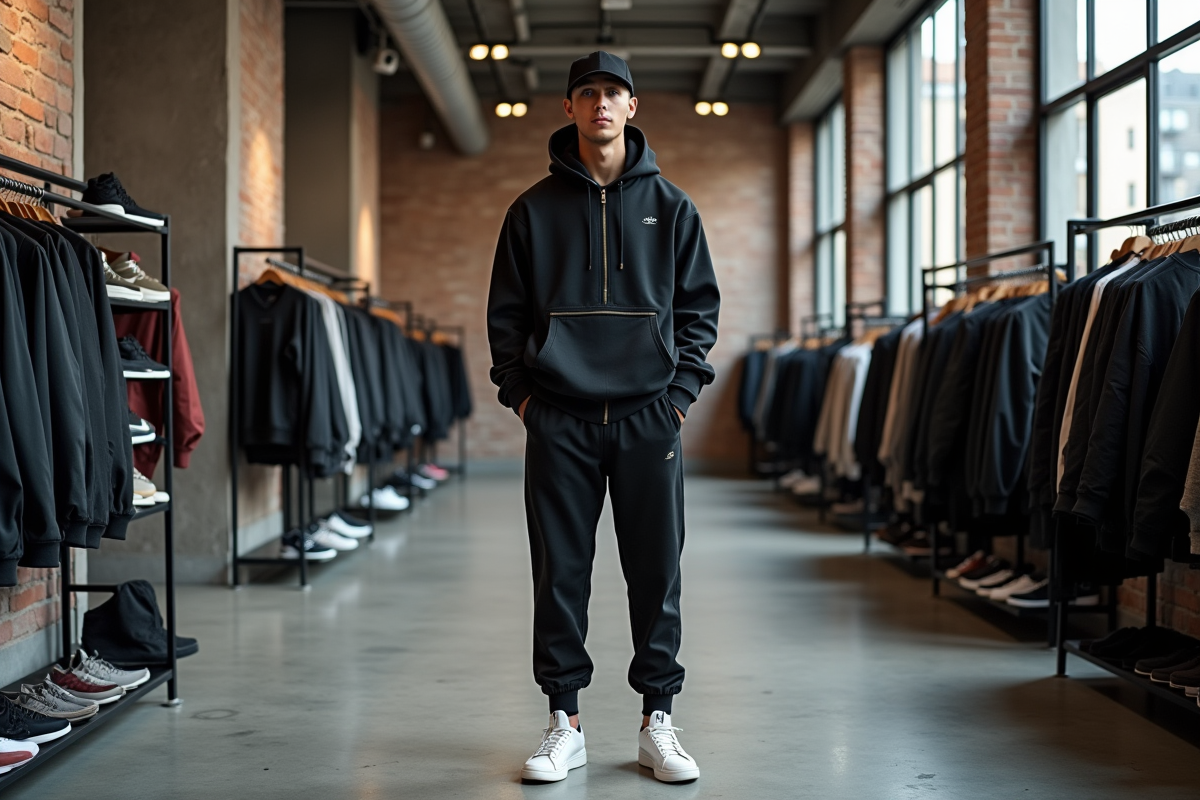 Jeune designer de streetwear dans une boutique moderne