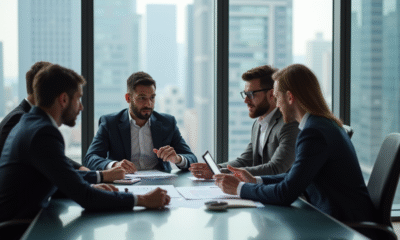 Groupe de professionnels en réunion dans un bureau moderne