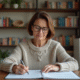 Femme d'âge moyen lisant des papiers à la maison