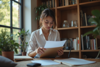 Femme organisée dans un bureau à domicile moderne
