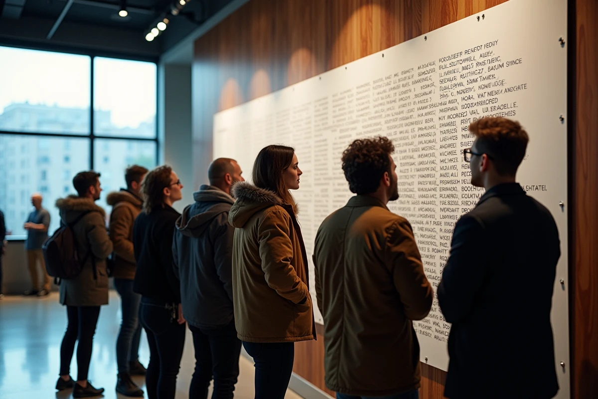 Groupe de personnes explorant une liste d artistes