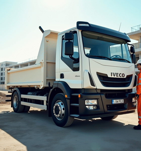 Camion Iveco 3,5 tonnes sur un chantier avec ouvrier