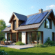 Maison moderne avec panneaux solaires et fenêtres triple vitrage
